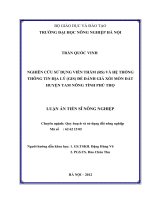 Nghiên cứu sử dụng Viễn thám (RS) và Hệ thống thông tin địa lý (GIS) để đánh giá xói mòn đất huyện Tam Nông tỉnh Phú Thọ