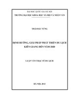 Định hướng, giải pháp phát triển du lịch tỉnh Kiên Giang đến năm 2020