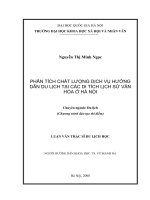 Phân tích chất lượng dịch vụ hướng dẫn du lịch tại các di tích lịch sử văn hóa ở Hà Nội