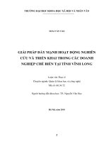 Giải pháp đẩy mạnh hoạt động nghiên cứu và triển khai trong các doanh nghiệp chế biến tại tỉnh Vĩnh Long