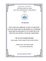 Tối ưu hóa quá trình xử lý màu và chất rắn lơ lửng trước khi vào hệ thống xử lý sinh học bằng một số chất keo tụ vô cơ đối với nước thải Nhà máy đường Cam Ranh - Khánh Hòa