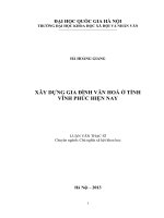 Xây dựng gia đình văn hoá ở tỉnh Vĩnh Phúc hiện nay