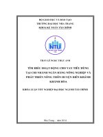Tìm hiểu hoạt động cho vay tiêu dùng tại Chi nhánh Ngân hàng Nông nghiệp và phát triển nông thôn huyện Diên Khánh, Khánh Hòa