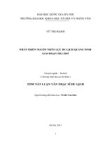 Phát triển nguồn nhân lực du lịch Quảng Ninh giai đoạn 2011-2015