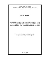 Phát triển du lịch sinh thái dựa vào cộng đồng tại Vân Đồn, Quảng Ninh