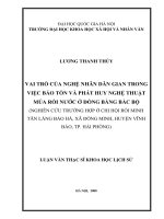 Vai trò của nghệ nhân dân gian trong việc bảo tồn và phát huy nghệ thuật múa rối nước ở đồng bằng Bắc Bộ