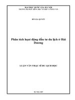 Phân tích họat động đầu tư du lịch ở Hải Dương