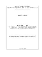 Dư luận xã hội về việc bảo vệ môi trường sinh thái (Nghiên cứu tại khu du lịch Tràng An, tỉnh Ninh Bình
