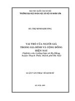 Vai trò của người già trong gia đình và cộng đồng hiện nay (Nghiên cứu trường hợp xã Hạ Bằng, huyện Thạch Thất, Thành phố Hà Nội