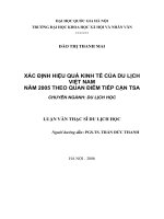 xác định hiệu quả kinh tế của du lịch Việt Nam năm 2005 theo quan điểm tiếp cận TSA