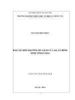 Bảo vệ môi trường du lịch Cù Lao An Bình Tỉnh Vĩnh Long