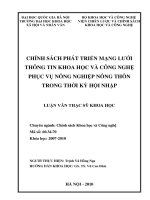Chính sách phát triển mạng lưới thông tin khoa học và công nghệ phục vụ nông nghiệp nông thôn trong thời kỳ hội nhập