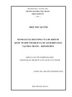 Đánh giá sự hài lòng của du khách quốc tế đối với dịch vụ du lịch biển đảo tại Nha Trang - Khánh Hòa