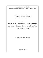 Khai thác tiềm năng của loại hình du lịch văn hóa ở huyện Yên Hưng tỉnh Quảng Ninh