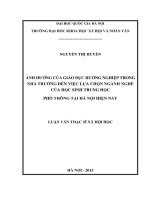 Ảnh hưởng của giáo dục hướng nghiệp trong nhà trường đến việc lựa chọn ngành nghề của học sinh trung học phổ thông tại Hà Nội hiện nay