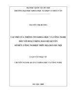 Vai trò của thông tin khoa học và công nghệ đối với hoạt động bảo hộ quyền sở hữu công nghiệp trên địa bàn Hà Nội