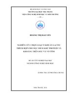 Nghiên cứu chọn loại vi khuẩn Lactic thích hợp cho mục đích khử protein và khoáng trên đầu và vỏ tôm