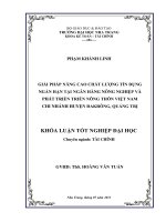 Giải pháp nâng cao chất lượng tín dụng ngắn hạn tại Ngân hàng Nông nghiệp và phát triển triển nông thôn Việt Nam chi nhánh huyện Đakrông, Quảng Trị