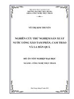 Nghiên cứu thử nghiệm sản xuất nước giải khát từ Xáo tam phân, Cam thảo và La hán quả