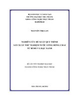 Nghiên cứu đề xuất quy trình sản xuất thử nghiệm nước uống đóng chai từ bí đỏ và đậu xanh
