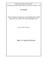 hực trạng tham gia vào sinh hoạt hội phụ nữ của phụ nữ thủ đô hiện nay