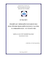 Tìm hiểu quy trình kiểm toán khoản mục hàng tồn kho trong kiểm toán BCTC tại Công ty TNHH Kiểm toán - Tư vấn Đất Việt