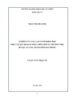 Nghiên cứu xác lập cơ sở khoa học phục vụ quy hoạch nông thôn mới xã Trường Thọ, huyện An Lão, thành phố Hải Phòng