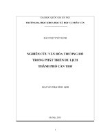 Nghiên cứu văn hóa thương hồ trong phát triển du lịch thành phố Cần Thơ