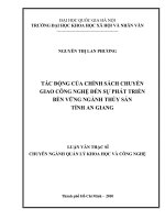 Tác động của chính sách chuyển giao công nghệ đến sự phát triển bền vững ngành thủy sản tỉnh An Giang