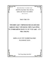 Tìm hiểu quy trình đánh giá rủi ro khoản mục vốn bằng tiền tại công ty TNHH Kiểm toán và tư vấn A&C - CN Nha Trang