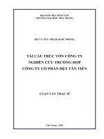 Tái cấu trúc vốn công ty - Nghiên cứu trường hợp Công ty Cổ phần Dệt Tân Tiến