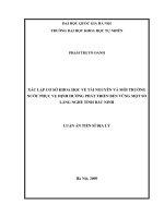 Xác lập cơ sở khoa học về tài nguyên và môi trường nước phục vụ định hướng phát triển bền vững một số làng nghề tỉnh Bắc Ninh