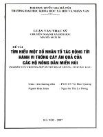 Tìm hiểu một số nhân tố tác động tới hành vi trồng cây ăn quả của các hộ nông dân miền núi (nghiên cứu trường hợp huyện Bạch Thông, tỉnh Bắc Kạn