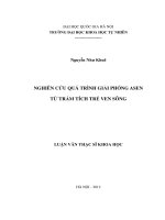 Nghiên cứu quá trình giải phóng asen từ trầm tích trẻ ven sông