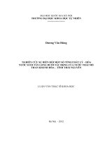 Nghiên cứu sự biến đổi một số tính chất lý - hóa nước suối Tân Long dưới tác động của nước thải mỏ than Khánh Hòa - tỉnh Thái Nguyên