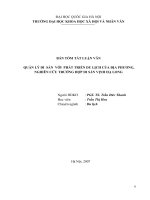 Quản lý du lịch di sản với phát triển du lịch của địa phương, nghiên cứu trường hợp di sản Vịnh Hạ Long
