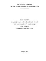 Hoạt động xúc tiến điểm đến cấp tỉnh ở Việt Nam nghiên cứu trường hợp Tỉnh Nghệ An