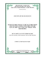 Đánh giá hiện trạng và đề xuất biện pháp bảo vệ chất lượng nước biển ven bờ tại các khu vực cảng tàu thuộc tỉnh Khánh Hòa