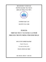 Thiết kế tối ưu tàu đánh cá lưới rê theo mẫu truyền thống tỉnh Ninh Thuận