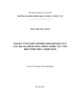 Hành vi ứng phó với biến đổi khí hậu của các hộ gia đình nông thôn ở khu vực ven biển tỉnh Thừa Thiên Huế