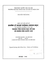 Một số vấn đề về quản lý hoạt động khoa học từ những nghiên cứu tại trung tâm KHXH & NV quốc gia