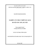 Nghiên cứu phát triển du lịch huyện Sóc Sơn, Hà Nộ