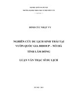 Nghiên cứu du lịch sinh thái tại Vườn quốc gia Bidoup – Núi Bà tỉnh Lâm Đồng