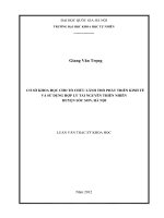 Cơ sở khoa học cho tổ chức lãnh thổ phát triển kinh tế và sử dụng hợp lý tài nguyên thiên nhiên huyện Sóc Sơn, Hà Nội