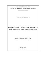 Nghiên cứu phát triển du lịch MICE - du lịch kết hợp hội nghị hội thảo - tại các khách sạn 4 sao ở Hạ Long - Quảng Ninh