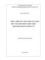 Phát triển du lịch Tây Ninh đến năm 2020 trong điều kiện hội nhập kinh tế quốc tế