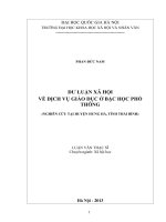 Dư luận xã hội về dịch vụ giáo dục ở bậc học phổ thông (nghiên cứu tại huyện Hưng Hà, tỉnh Thái Bình