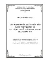 Đẩy mạnh xuất khẩu thủy sản sang thị trường Úc tại Công ty cổ phần Nha Trang Seafoods - F17