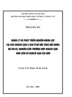 Quản lý và phát triển nguồn nhân lực tại các khách sạn 3 sao ở Hà Nội theo nội dung dự án EU. Nghiên cứu trường hợp khách sạn Kim Liên và khách sạn Sài Gòn
