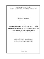 Vai trò của phụ nữ đối với phát triển kinh tế tỉnh Thái nguyên trong thời kỳ công nghiệp hóa, hiện đại hóa